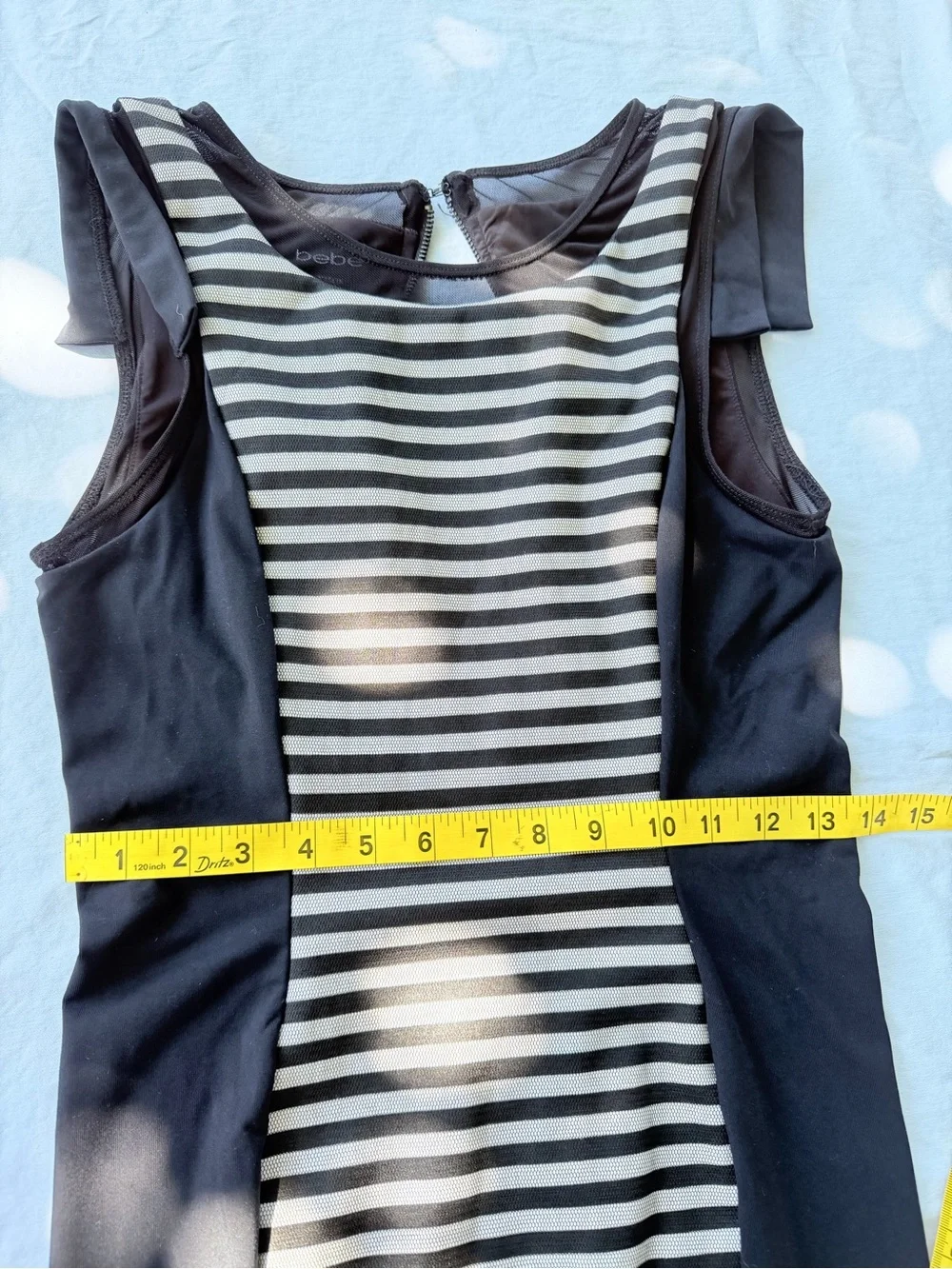 bebe Black and White Striped Sheath Mini Dress - Picture 4 of 5